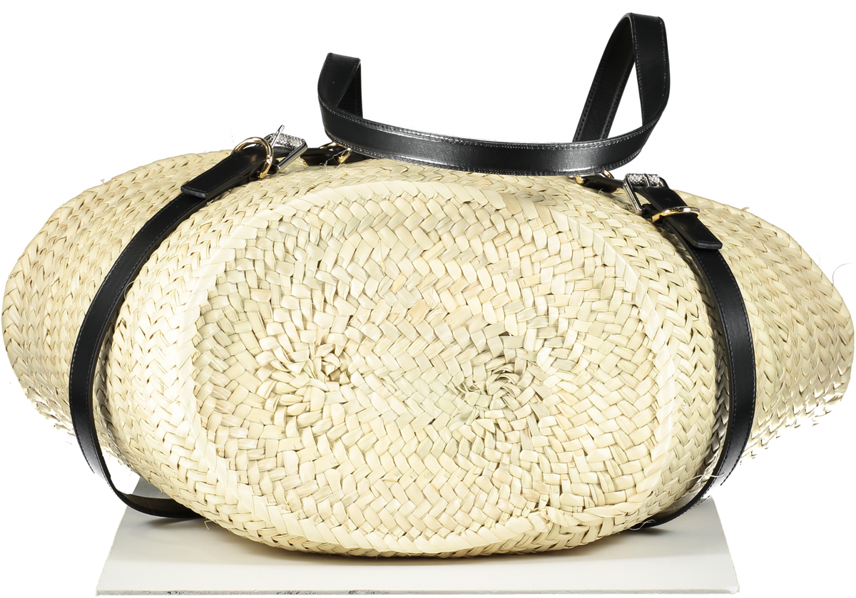 Givenchy Voyou Raffia Basket Bag in Black and Natural 