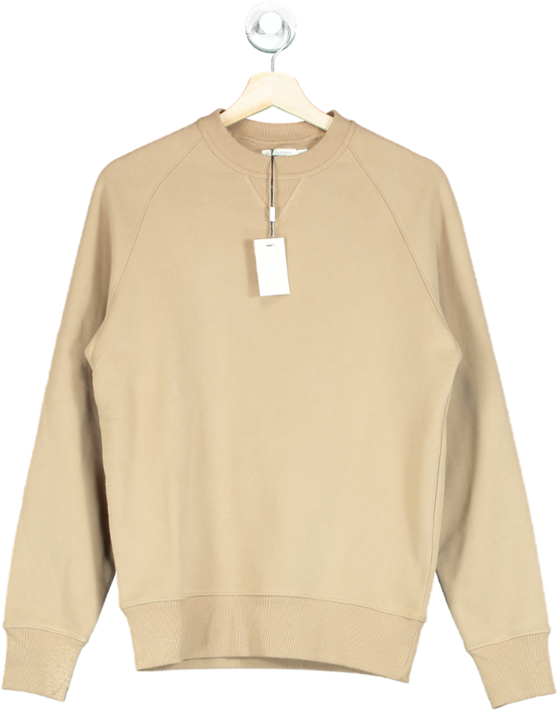 SuitSupply Beige Pure Californian Supima Cotton Crew Neck Sweatshirt UK S