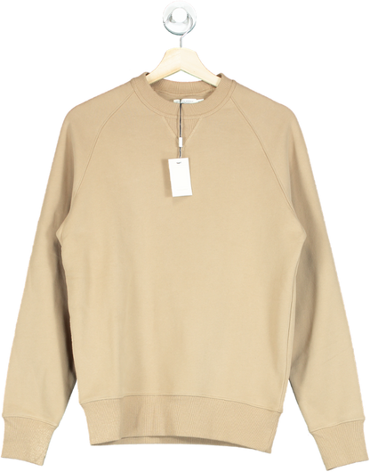 SuitSupply Beige Pure Californian Supima Cotton Crew Neck Sweatshirt UK S