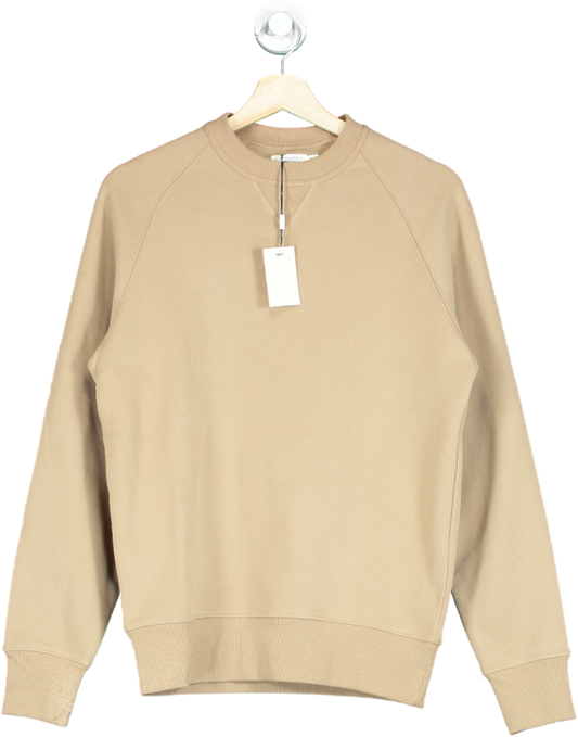 SuitSupply Beige Pure Californian Supima Cotton Crew Neck Sweatshirt UK S