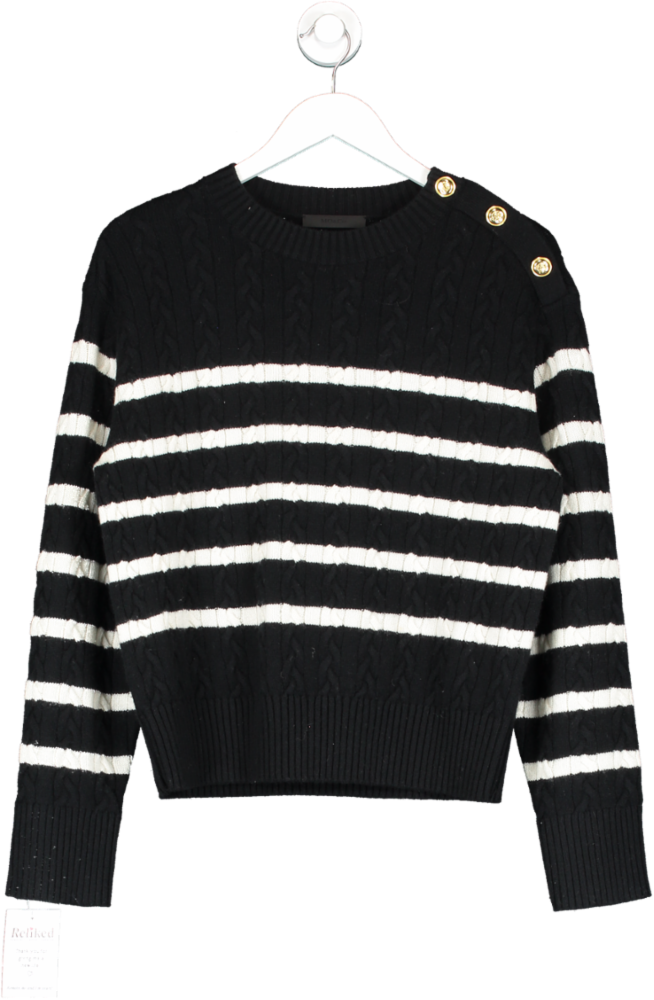 MO&Co. Black stripe Round Collar Knit Sweater UK M
