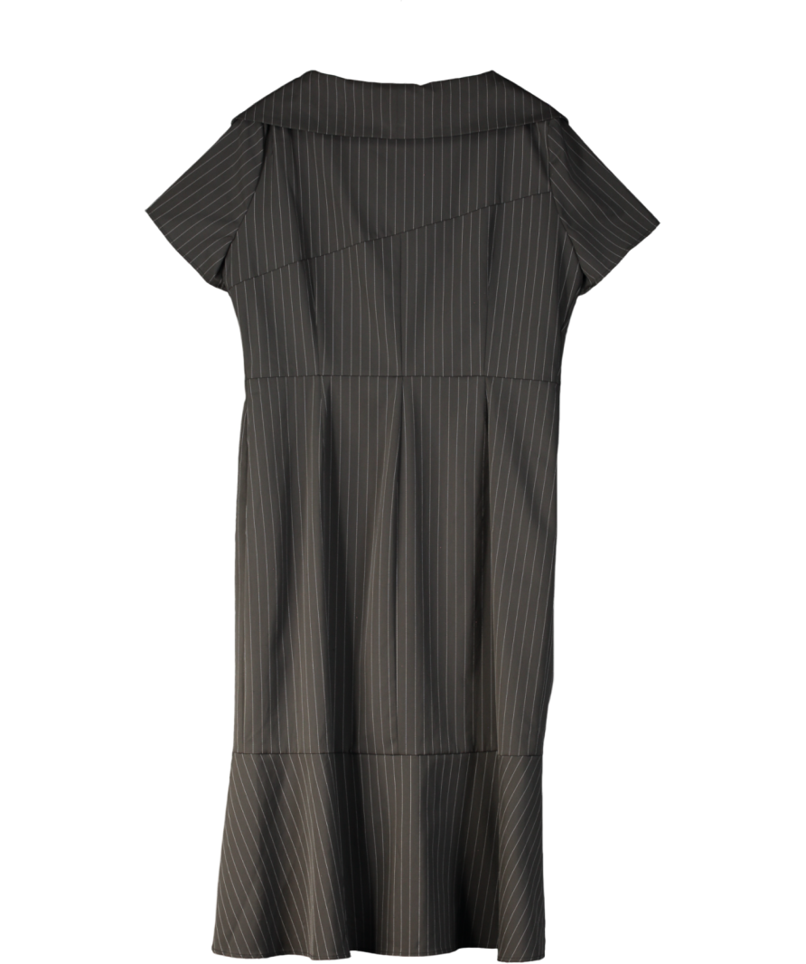 Finery Black Tailored Pinstripe Midi Dress UK 18