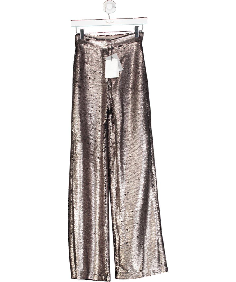 By malina Livia High-rise Wide-leg Metallic Woven Trousers UK XXS