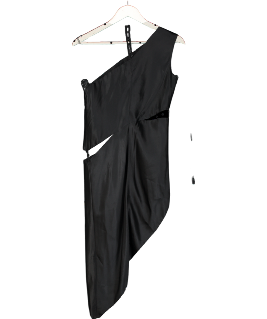 Michelle Mason Black Silk Mini Dress With Polka Dot Mesh Inserts UK XS/S