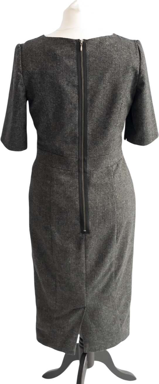 PIED A TERRE Grey Wool Blend Pencil Dress UK 10