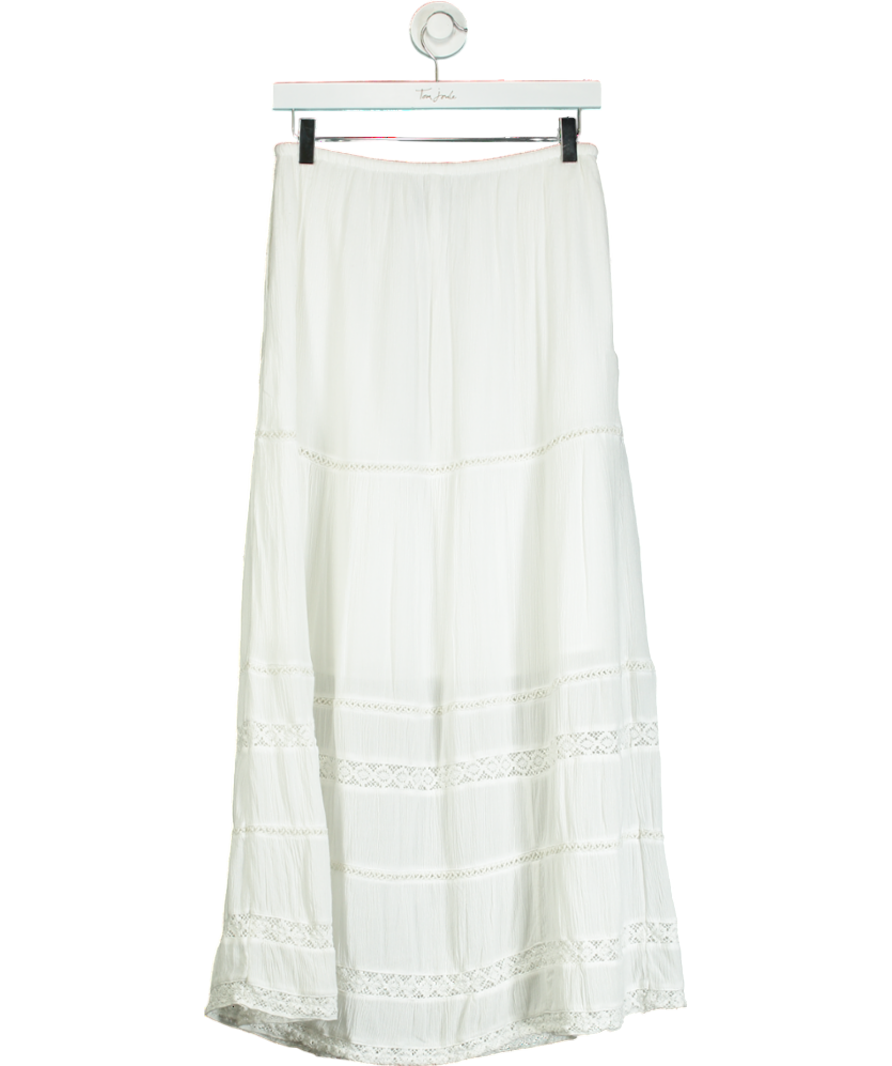 Hollister White Tiered Broderie Detail Maxi Skirt UK S