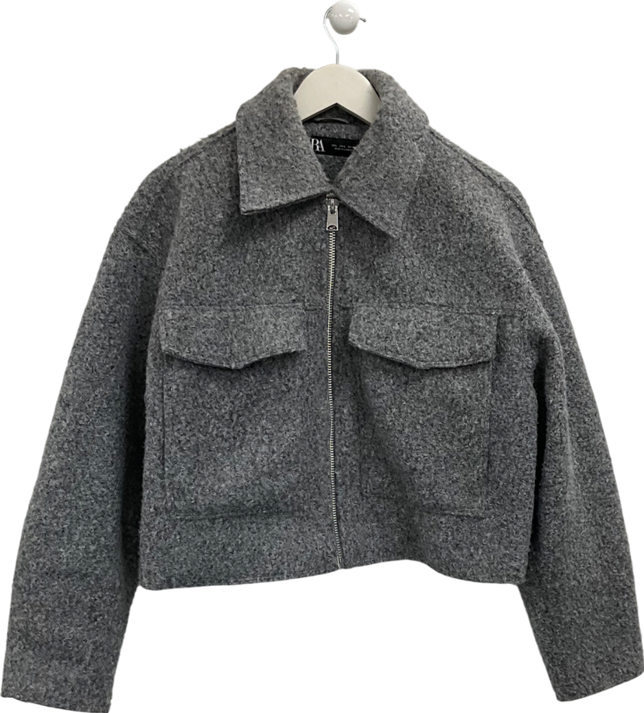 ZARA Grey Short Boucle Jacket UK L