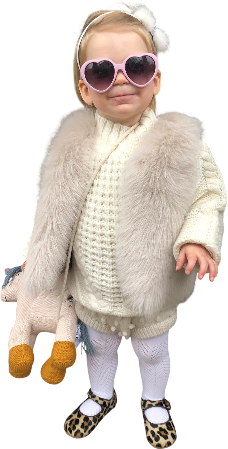 BELLE ENFANT Beige Luxury Cream Shearling / Leather Reversible Gilet 3 Years