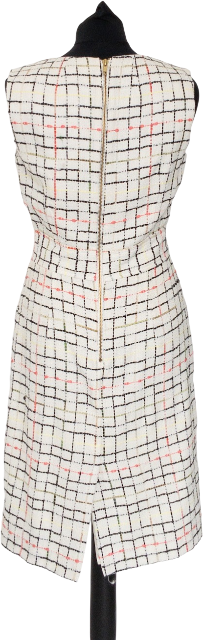Milly NY White Tweed Buckle Detail Midi Dress Us6 UK 10