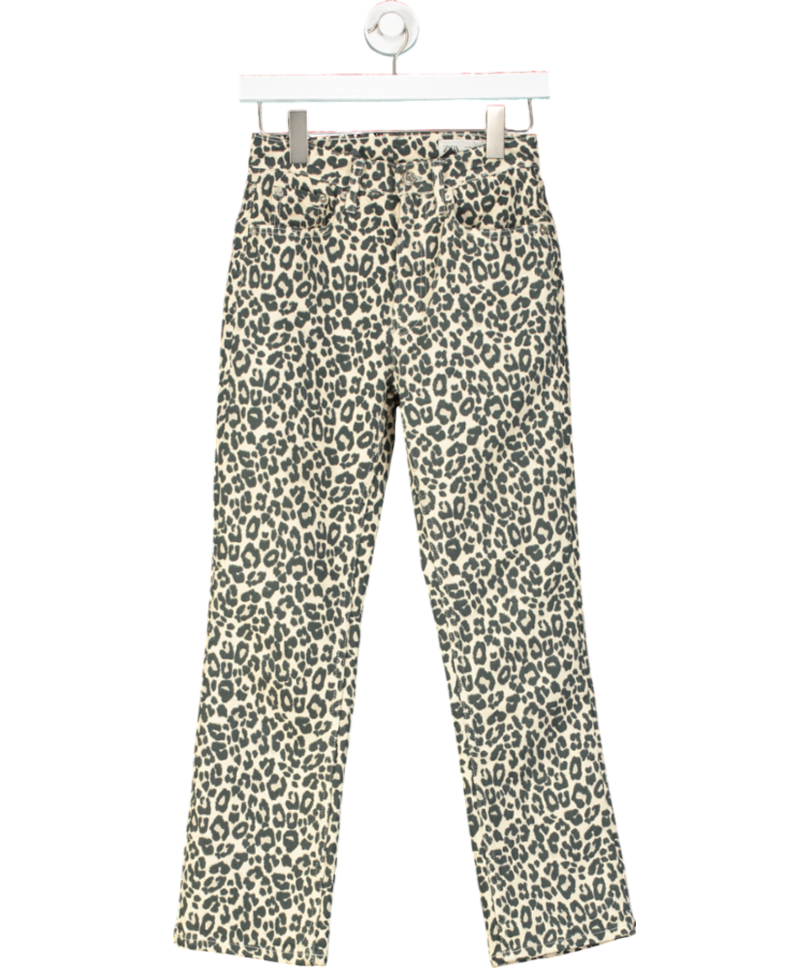 ZARA Beige High Waist Leopard Print Jeans UK 4