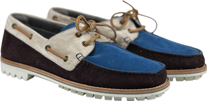 LANVIN Blue / Multi Leather & Suede Boat Shoes UK 9 EU 43