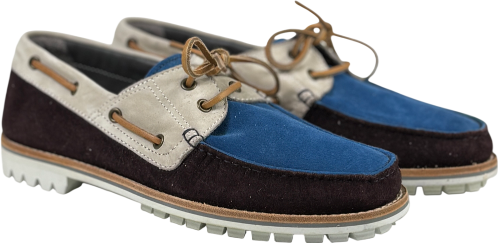 LANVIN Blue / Multi Leather & Suede Boat Shoes UK 9 EU 43 👞