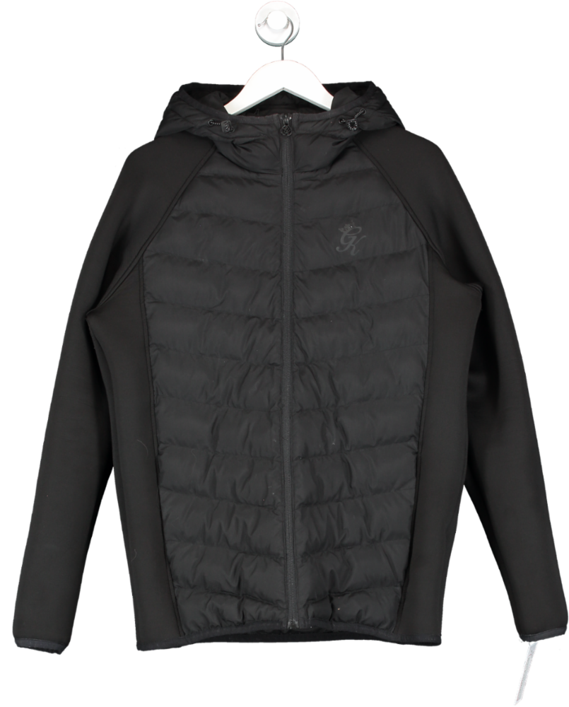 GYM KING Black Contrast Sleeve Quilted Jacket UK XL