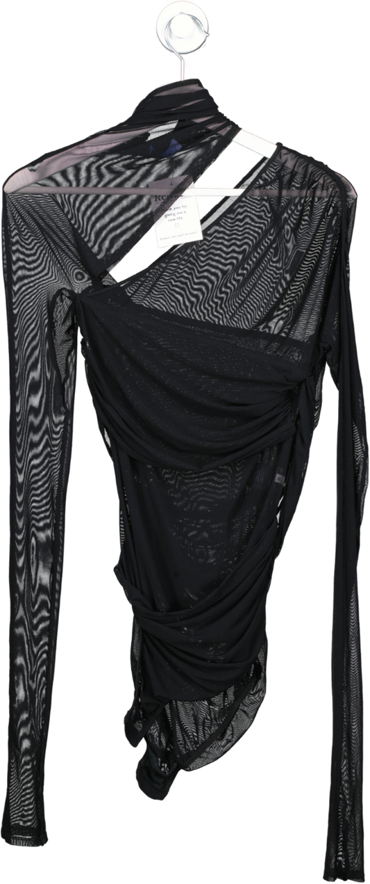 Mugler Black Cut Out Illusion Bodysuit UK S