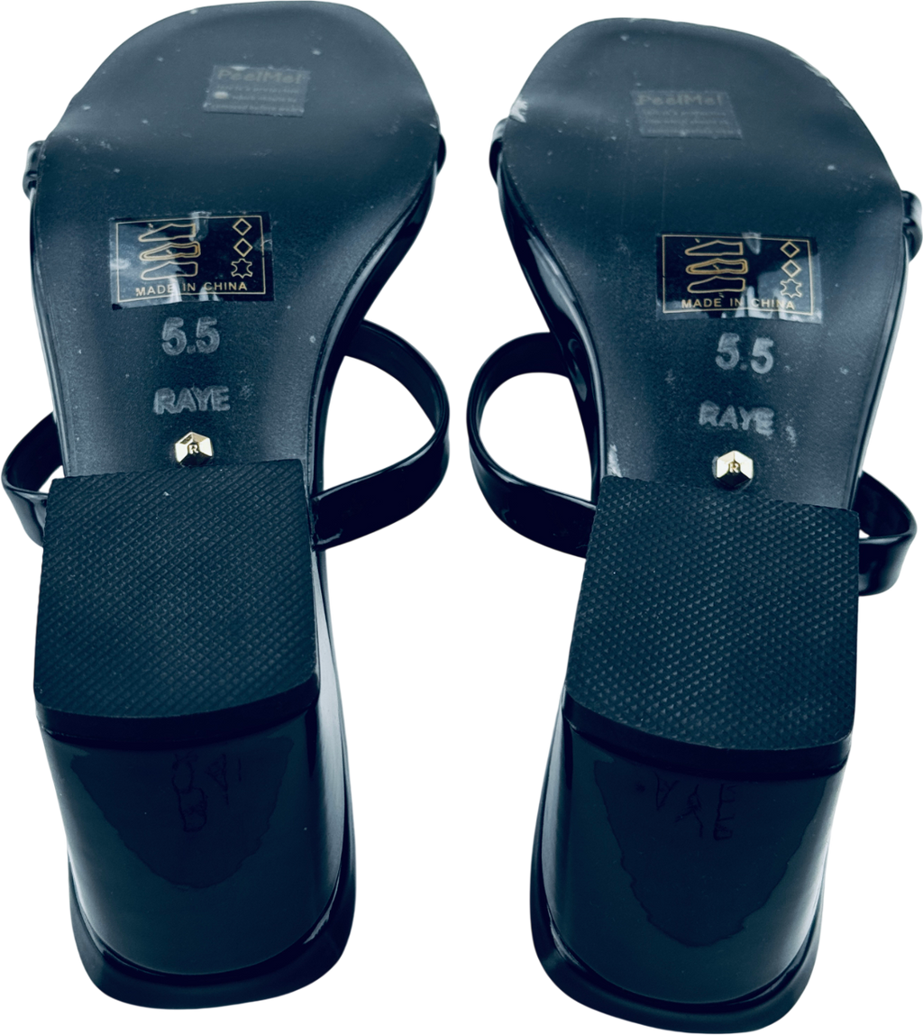 RAYE Cabo Black Patent Block Heel Mule Us5.5 UK 3.5 EU 36.5 👠