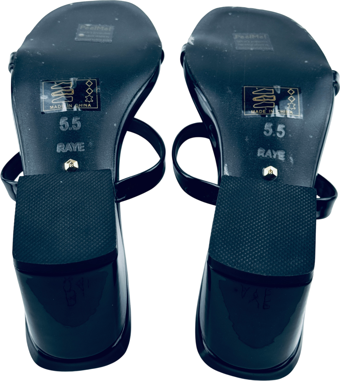 RAYE Cabo Black Patent Block Heel Mule Us5.5 UK 3.5 EU 36.5 👠