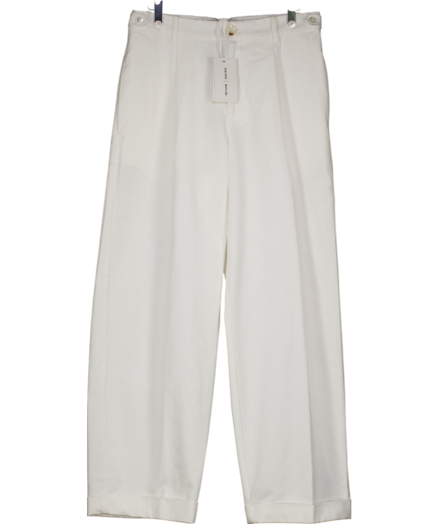 REISS White X Les 100 Ciels Luca Wide-leg Cotton-blend Trousers UK S