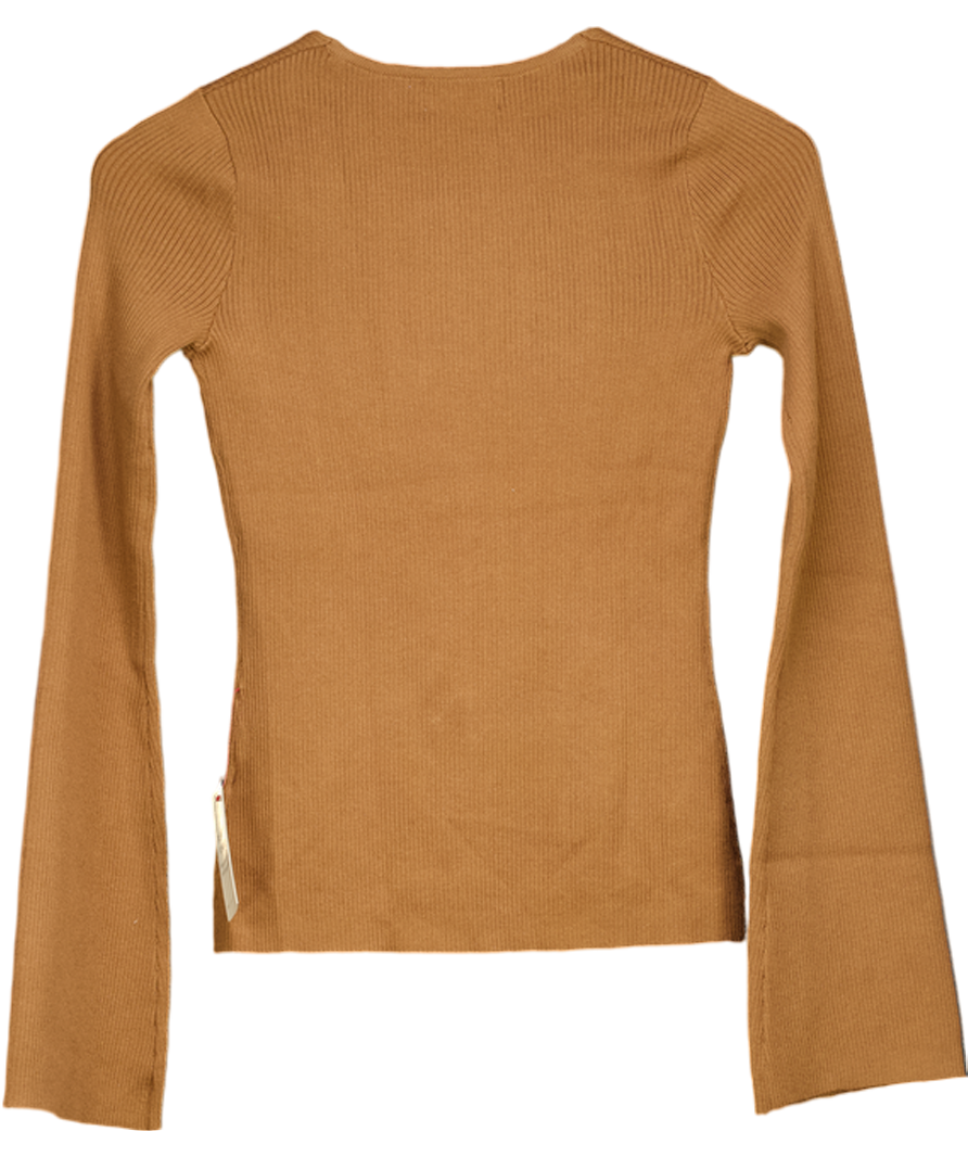 PRETTY LAVISH Brown Tia Knit Cardigan UK XS