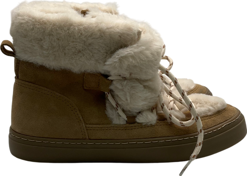 MANGO Beige Fur Leather Ankle Boots UK 3 EU 36 👠