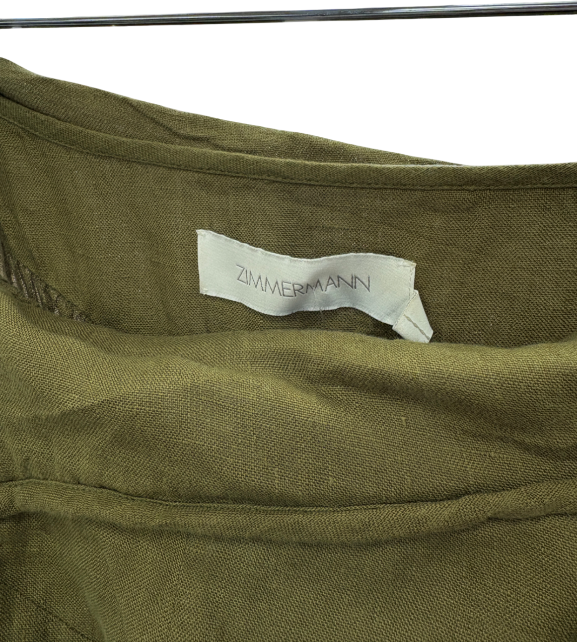 Zimmermann Green Laurel Asymmetric Cut Out Ruched Sleeveless Midi Dress UK 8