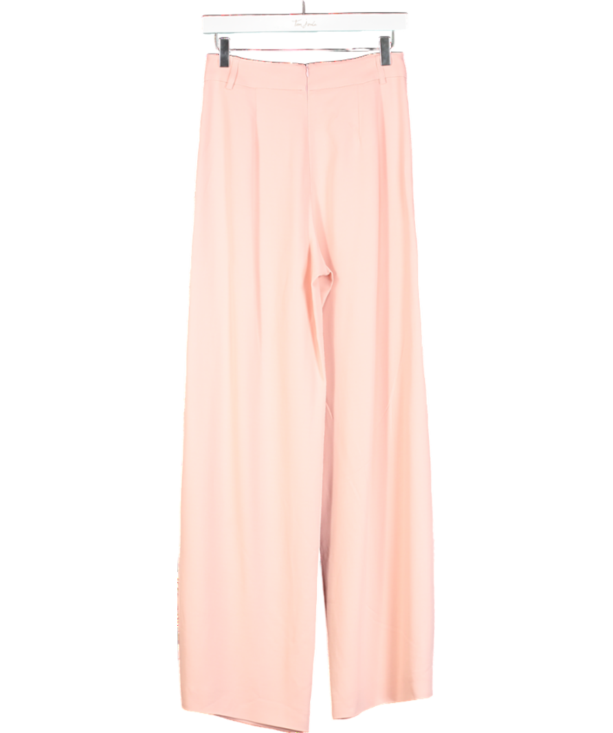 Karen Millen Pink Compact Stretch Viscose Wide Leg Tailored Trouser UK 8