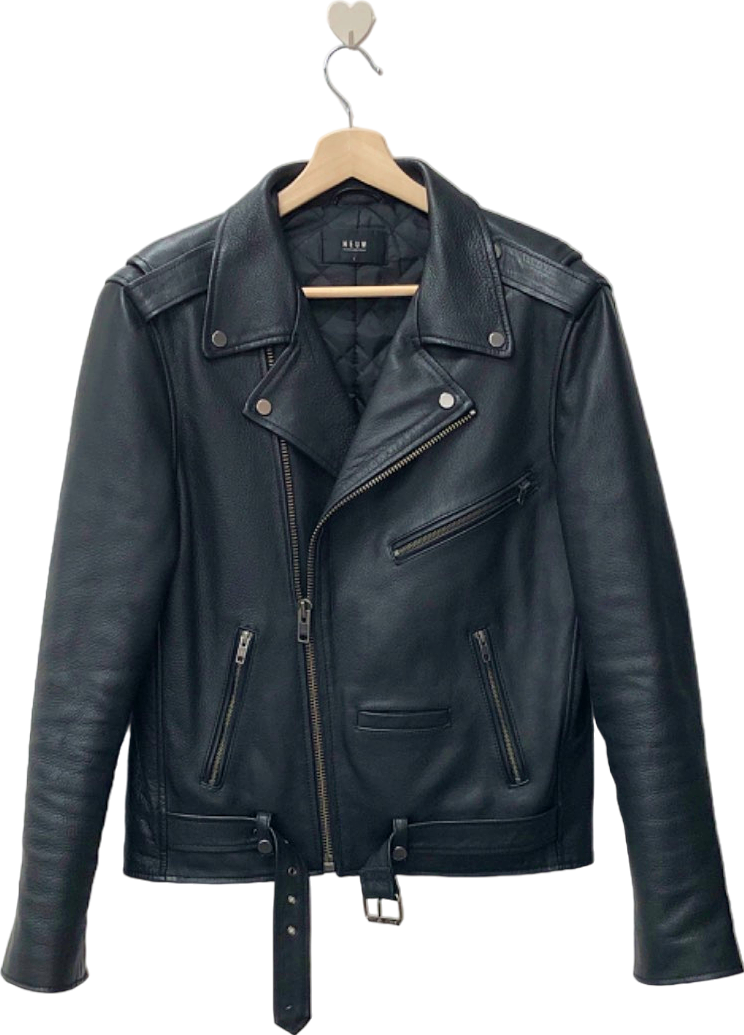 Neuw Black Nieuwlandstraat Leather Biker Jacket UK L