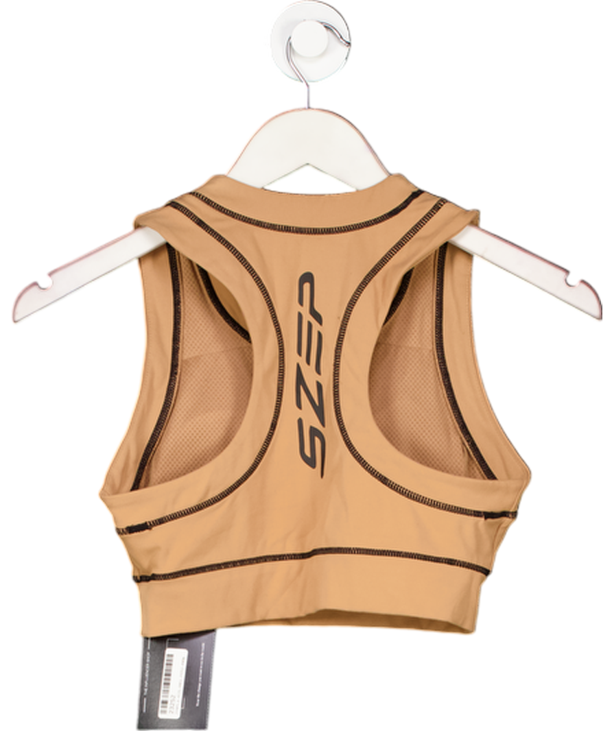 SZEP Beige Contrast Stitch Sports Bra UK S