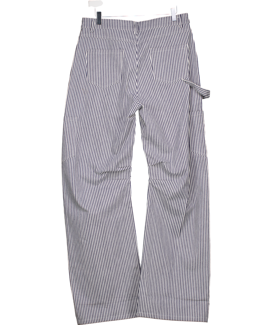 Lioness Model Low Rise Wide Leg Jeans With Blue And White Stripes UK M