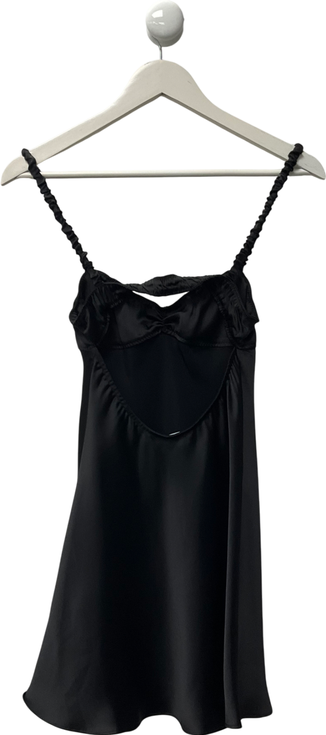 ZARA Black Open Back Satin Dress UK XS