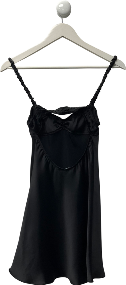 ZARA Black Open Back Satin Dress UK XS