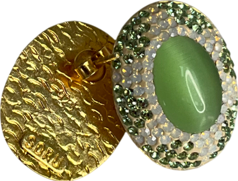 Soru Green Large Pearl Crystal Stud Earrings