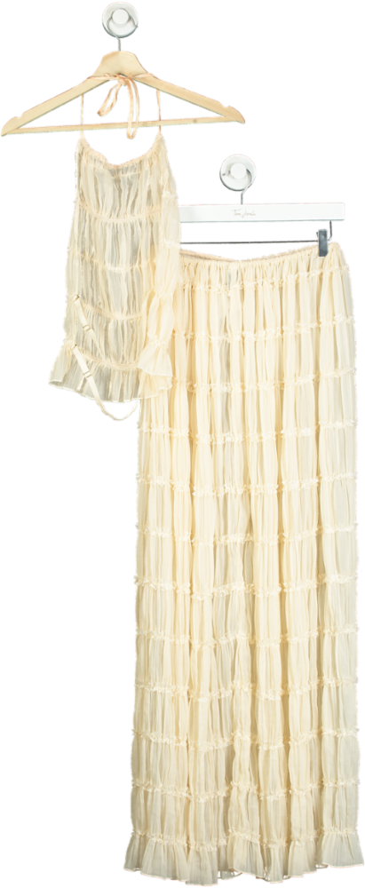 Unknown Brand Cream Pleated Maxi Dress UK 10