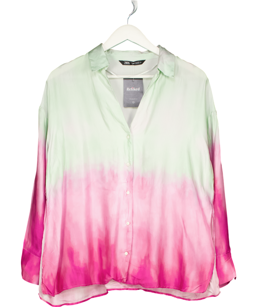 ZARA Oversized Ombre Effect Satin Shirt UK XS