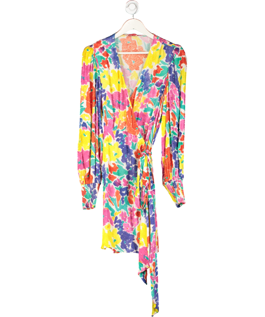 Kitri Multicoloured Lise Printed Jacquard Mini Wrap Dress UK 14