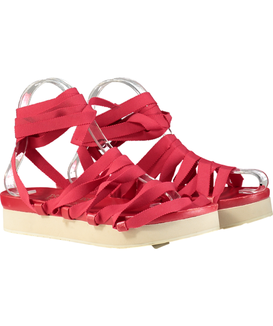 Pedro Garcia X Temperley Red Laced Up Summer Flat Sandals UK 5 EU 38 👠