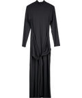 Gina Tricot Soft Tie Front Knot Long Sleeve Maxi Dress With Low Back In Black UK XL