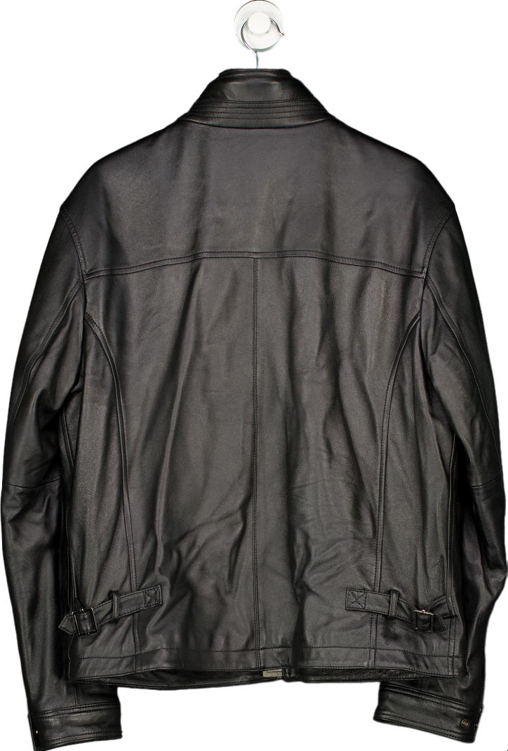 Balmain Black Nappa Leather Jacket Size 52 UK XL