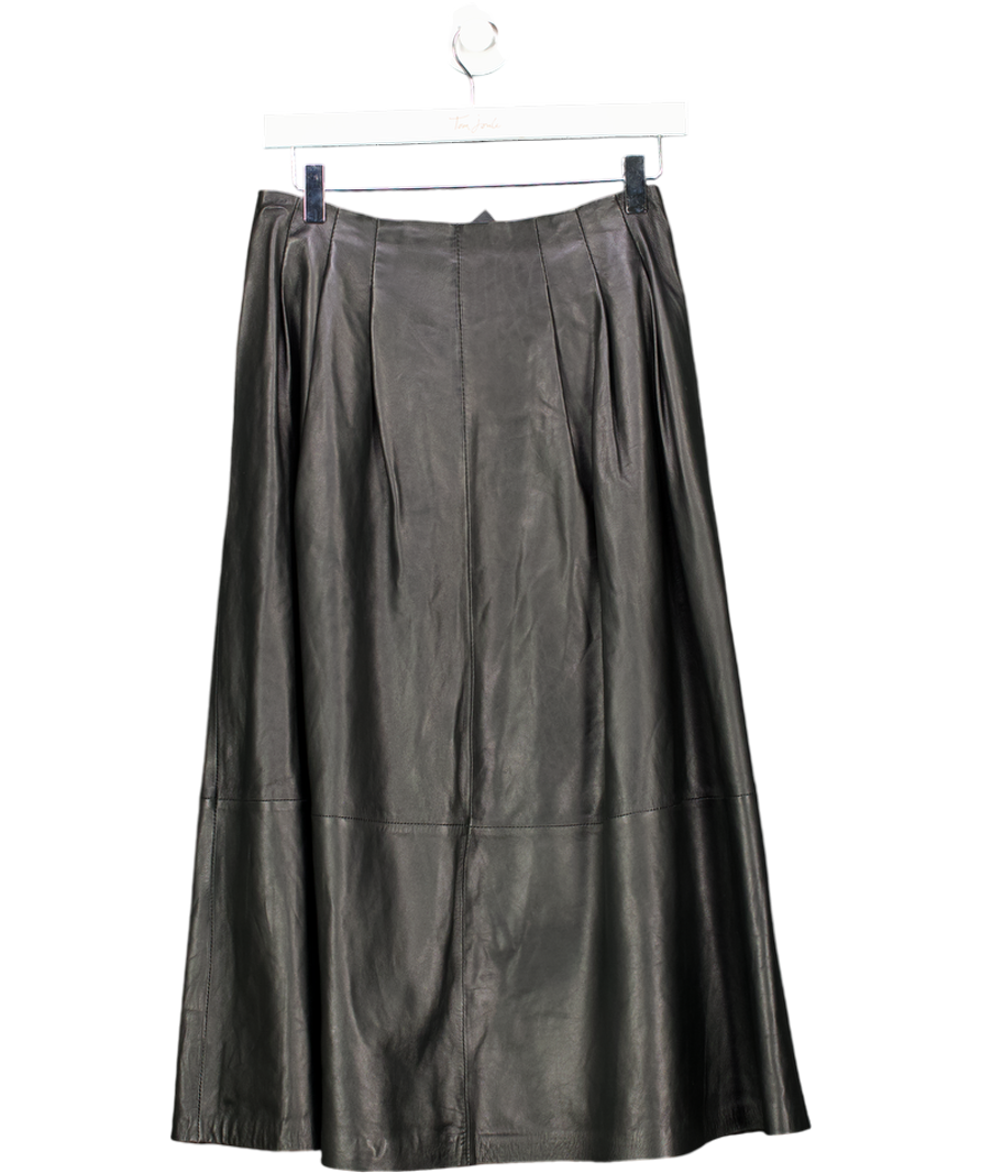 Cefinn Black Real Leather Midi Skirt UK 10
