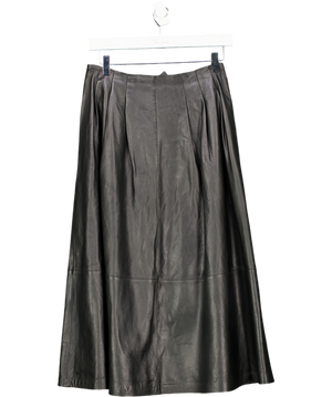 Cefinn Black Real Leather Midi Skirt UK 10