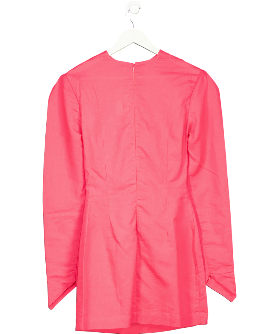 J'Amemme Pink Athena Long Sleeve Cut Out Linen Mini Dress UK XS/S