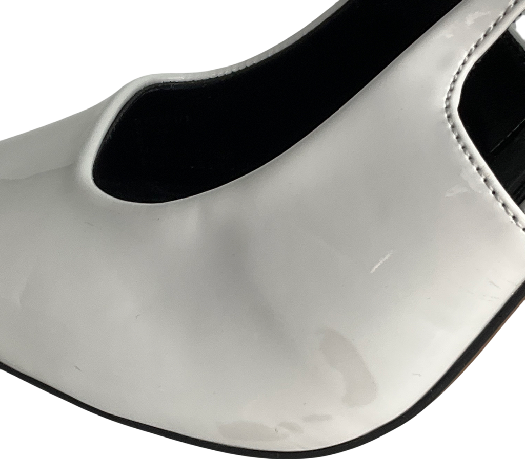 River Island White Sling Back Heeled Court Shoes UK 8 EU 41 👠