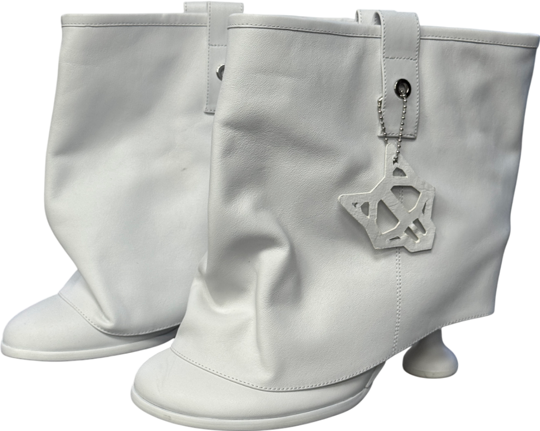 Naked Wolfe Bam White Leather Ankle Boots UK 6 EU 39 👠