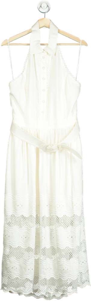 Rebecca Vallance White Giovanni halterneck midi dress UK 14