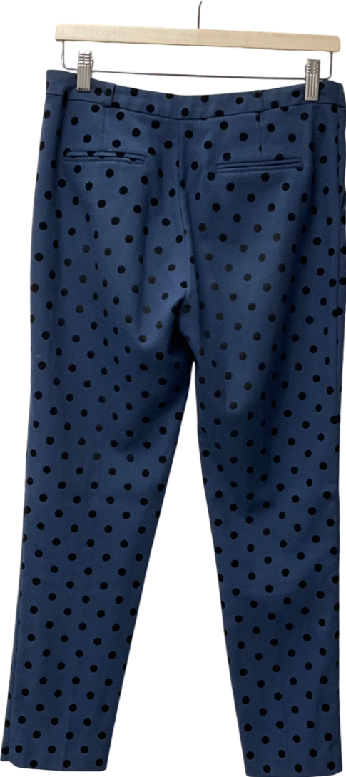 Topshop Blue Trousers With Velvet Black Dots UK 10