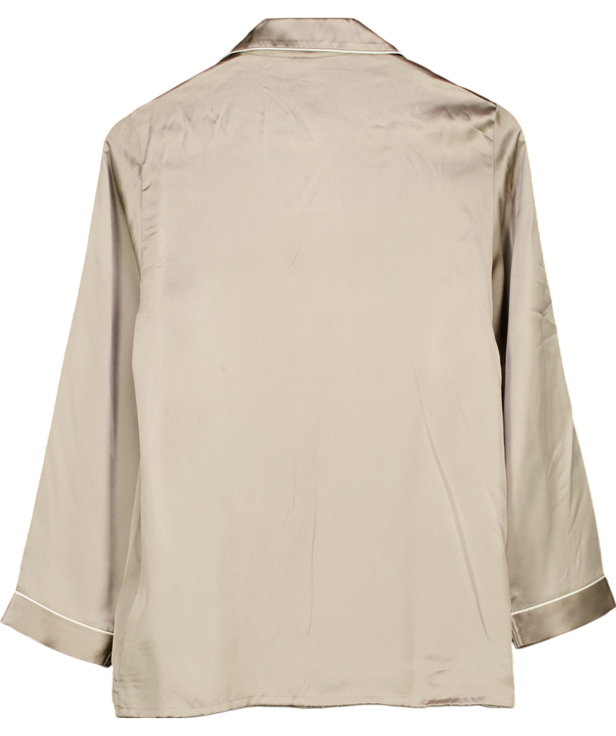 intimissimi Grey Mannish-cut Long Sleeve Silk Satin Shirt UK S