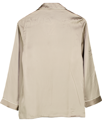 intimissimi Grey Mannish-cut Long Sleeve Silk Satin Shirt UK S