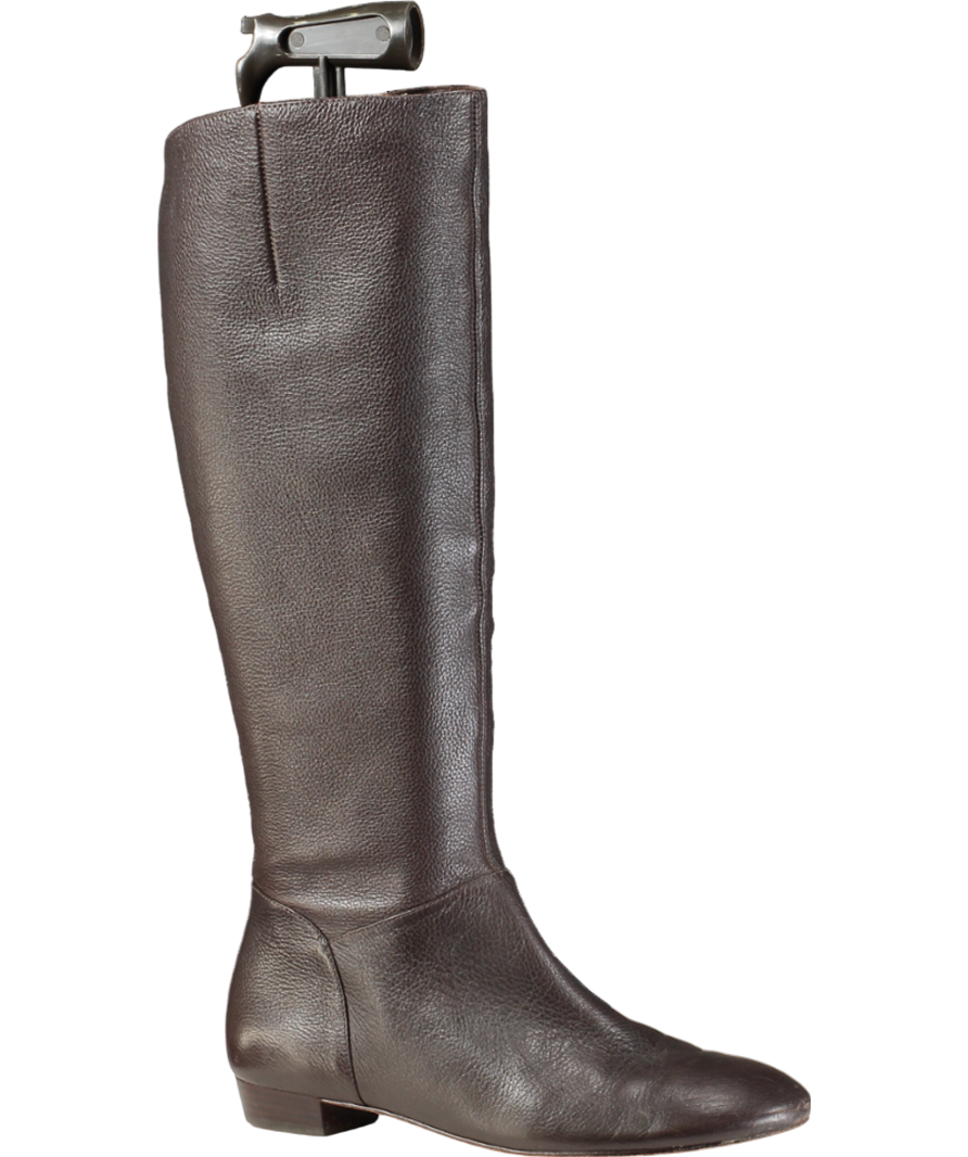 JAEGER Brown Leather Knee Boots  UK 4 EU 37 👠