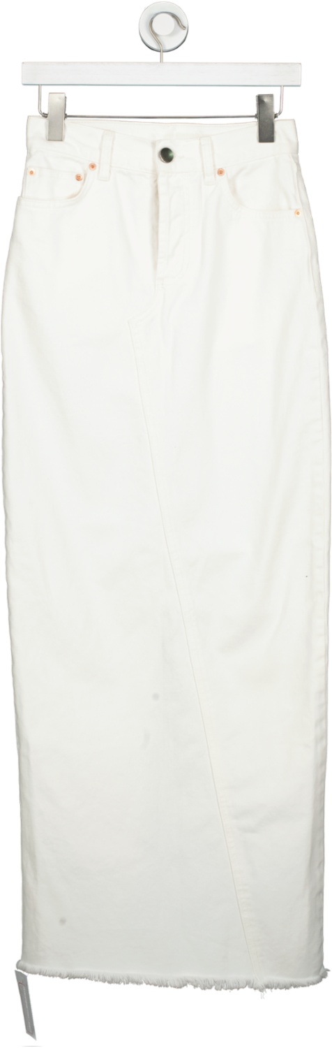 Raey White Split Back Organic-cotton Denim Maxi Skirt UK 6