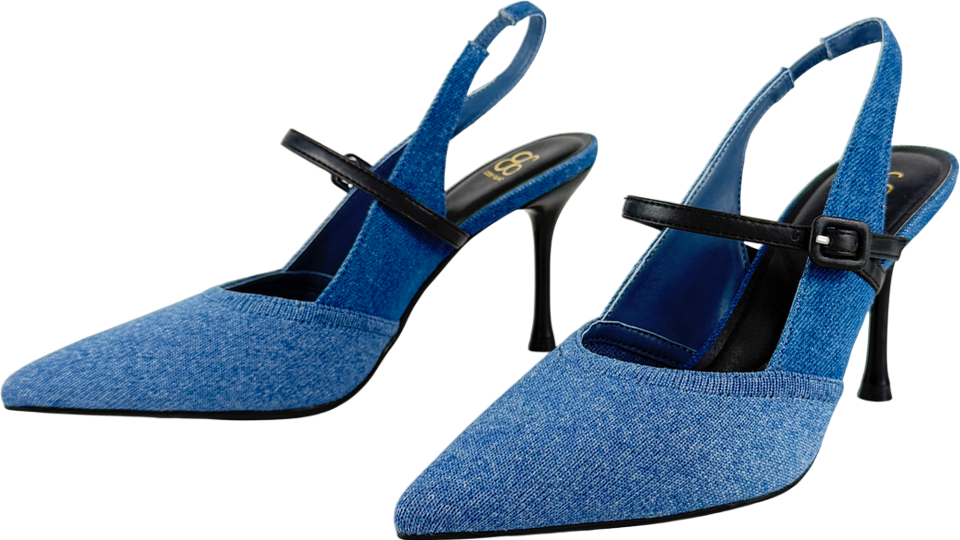 Cosy island Blue Strikestep Elegant Stiletto Heeled Slingback UK 4 EU 37
