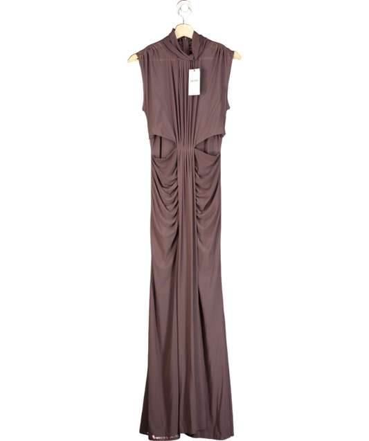 REISS Brown Daniella Sleeveless Ruched Maxi Dress, Taupe UK 10